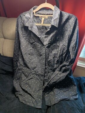 Bravissimo Women's Navy Button Down Cowboy Shirt For Large Bust